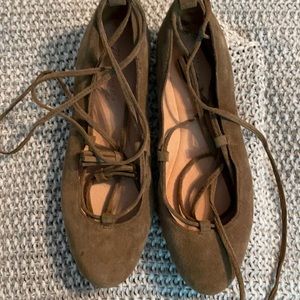 Madewell suede tie up ballet flats